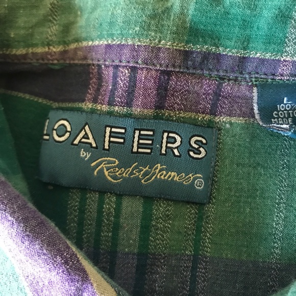 Vintage Loafers by Reed St. James Striped Plaid Shirt Men's Size L 1990's Large - Picture 10 of 15